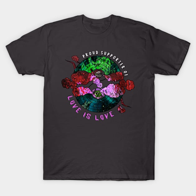 Proud Supporter of Love is Love Rainbows - Space Green & Red T-Shirt by v_art9